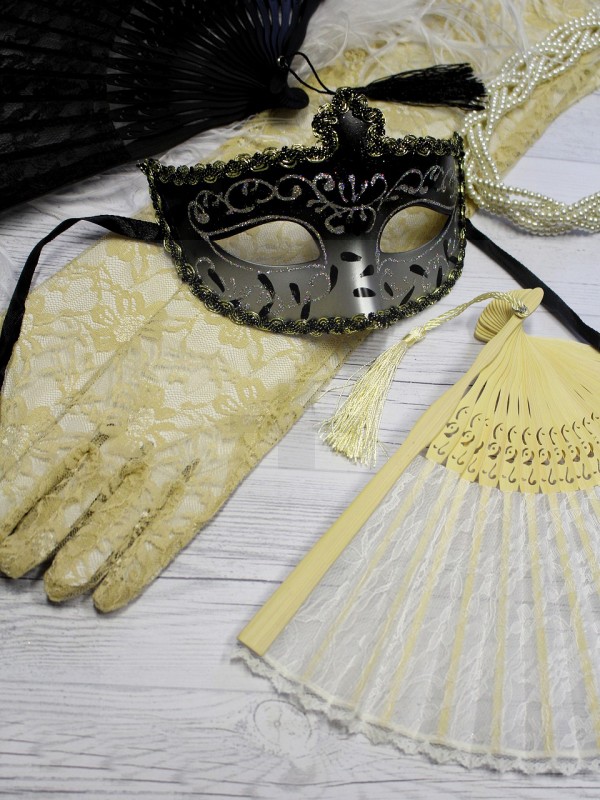 Csipke fa legyező Álarc, Fejdísz, Kellék